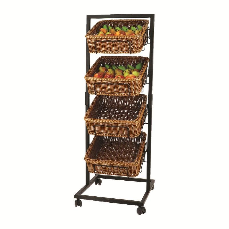 Présentoir Charente - 4 corbeilles - 49x49x134cm - chocolat_1