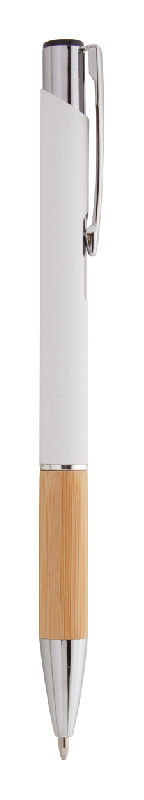 Stylo bille en aluminium - Grip en bambou - Finition caoutchoutée - Encre bleue - Gravure laser effet miroir_1