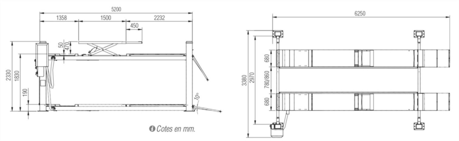 Pont elevateur 4 colonnes 5t/4t f50ctltw_1