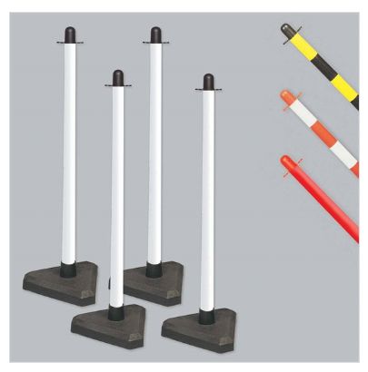 Poteau de signalisation - Direct Signalétique - Quatro pied plastique léger - PVC Ø40mm, hauteur 900mm_1