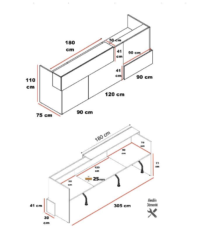 Banque d'accueil lumineuse Mitis - Dellarovere - Non, Noyer / Beige, 305_1