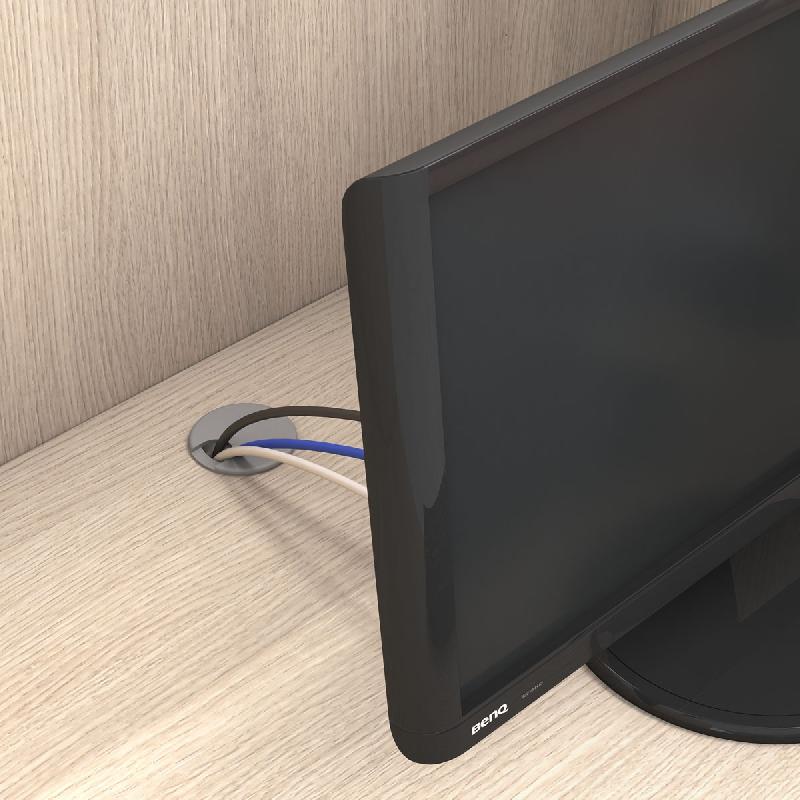 Bureaux call center version droite avec séparation en bois - Mobel Linea - Blanc, 80_1