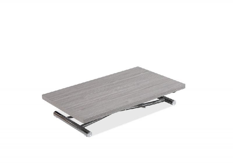 Table basse relevable extensible Trendy - Chêne gris/mélaminé, pied chromé - Dimensions 110 x 70/140 cm_1