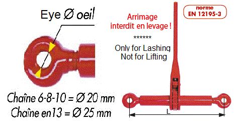 Tendeur d'arrimage - express - à cliquet à œil pour chaîne 10 mm - haute résistance - EU-LBE-10_1