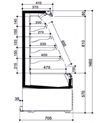 Vitrine semi-verticale positive sans porte , idéal pour chr, traiteurs, boulangeries, pâtisseries et chocolateries -curl 3 green 125 iarp_1