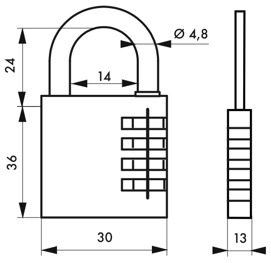 Cadenas à code 30 mm - Corps laiton monobloc - Anse acier nickelé - Combinaison modifiable 10 000 possibilités - THIRARD_1