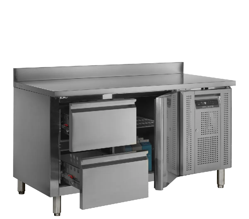 Comptoir pour saladette réfrigéré CK7220 1 porte et 2 tiroirs GN1/1 pces Inox TEFCOLD_1