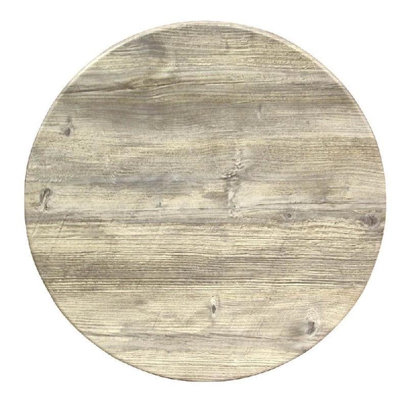 Plateau rond de table extérieur Werzalit Ø60cm décor pondérosa blanc_1