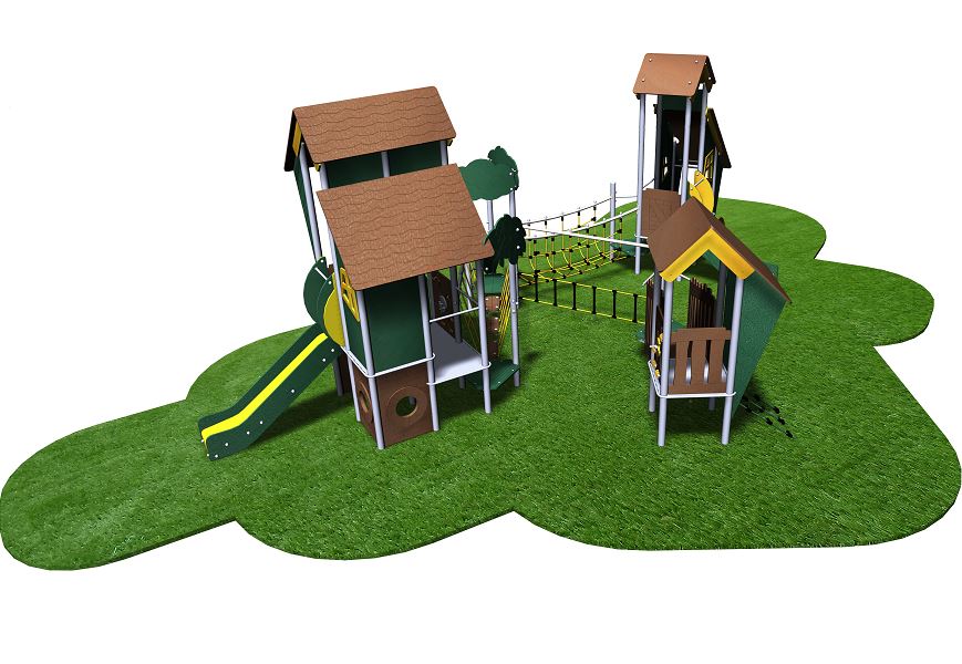 Structure de jeux inox 3 tours - gamme Terra - TE30901I - pour enfants de 1 à 5 ans - capacité 35 enfants_1