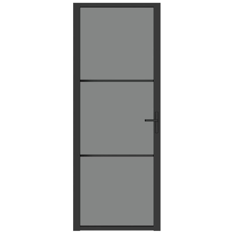 Vidaxl porte intérieure 76x201,5 cm noir verre esg et aluminium 350560_1