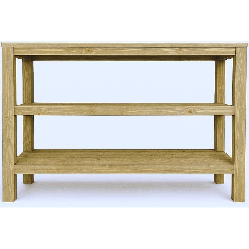 Etagère 3 niveaux Westside L119xP39xH80cm - pin vieilli - bois rainuré - Ep.18mm_1