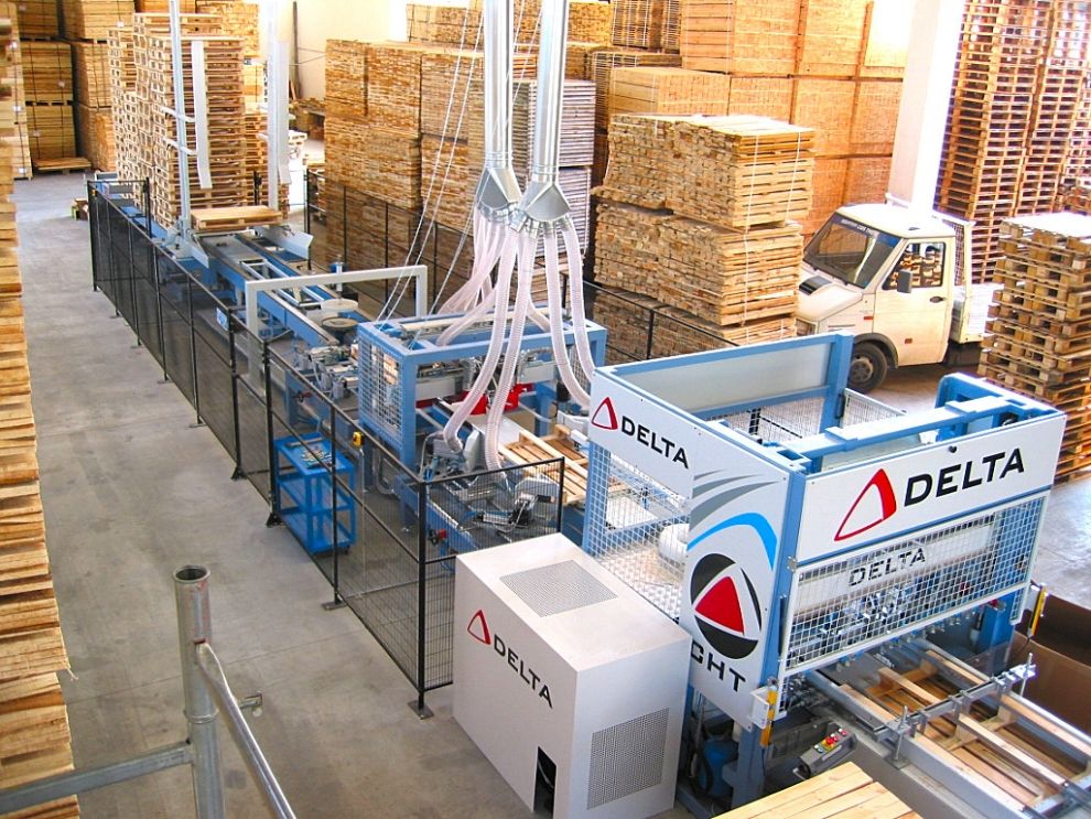 Ligne de clouage machines pour palettes - delta - retourneur à 180°_1