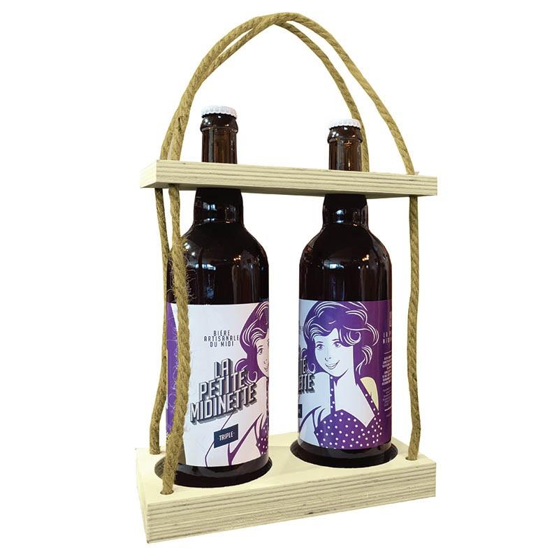 Serviteur bois 2 bouteilles 22x11x4 cm -_1