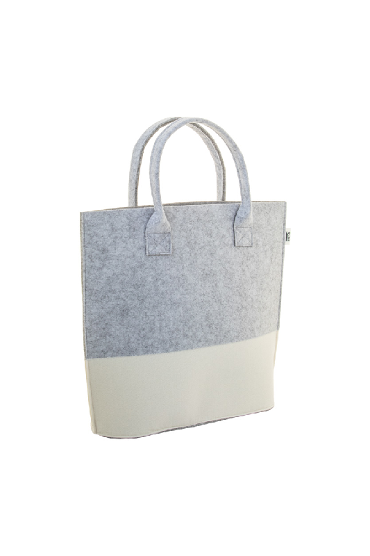 Sac à provisions en feutre RPET personnalisé - impression quadri - poignées courtes et soufflet d'aisance_1