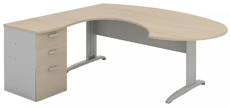 Bureau d'angle compact piètement métal avec caisson hauteur bureau So Borox_1