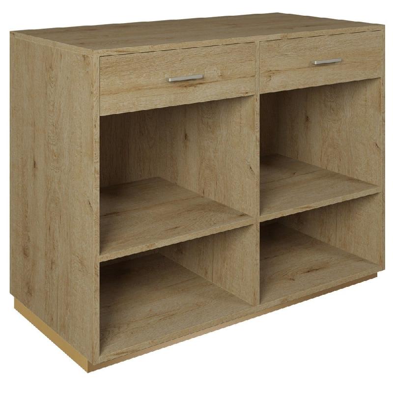 Comptoir 120x60x93,8cm/reposac 70x20xH12cm chêne clair - 2tir.2tabl. Chêne clair_1