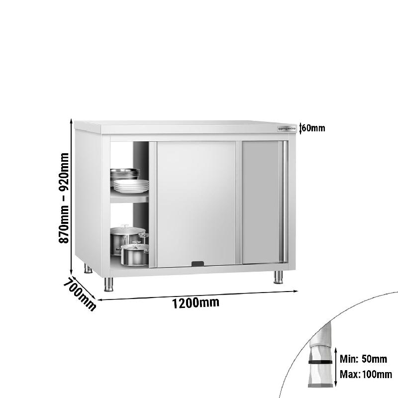 Meuble bas inox central traversant passe-plat P 700 mm - 1200_1