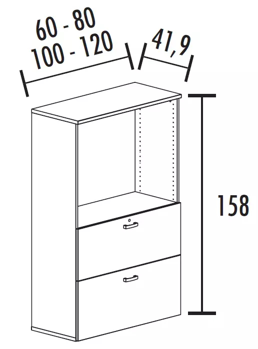 Armoire à dossiers suspendus So Madrid - 2 tiroirs - 1 niche - 1 étagère - hauteur 158 cm - 4 largeurs au choix - finitions variées_1