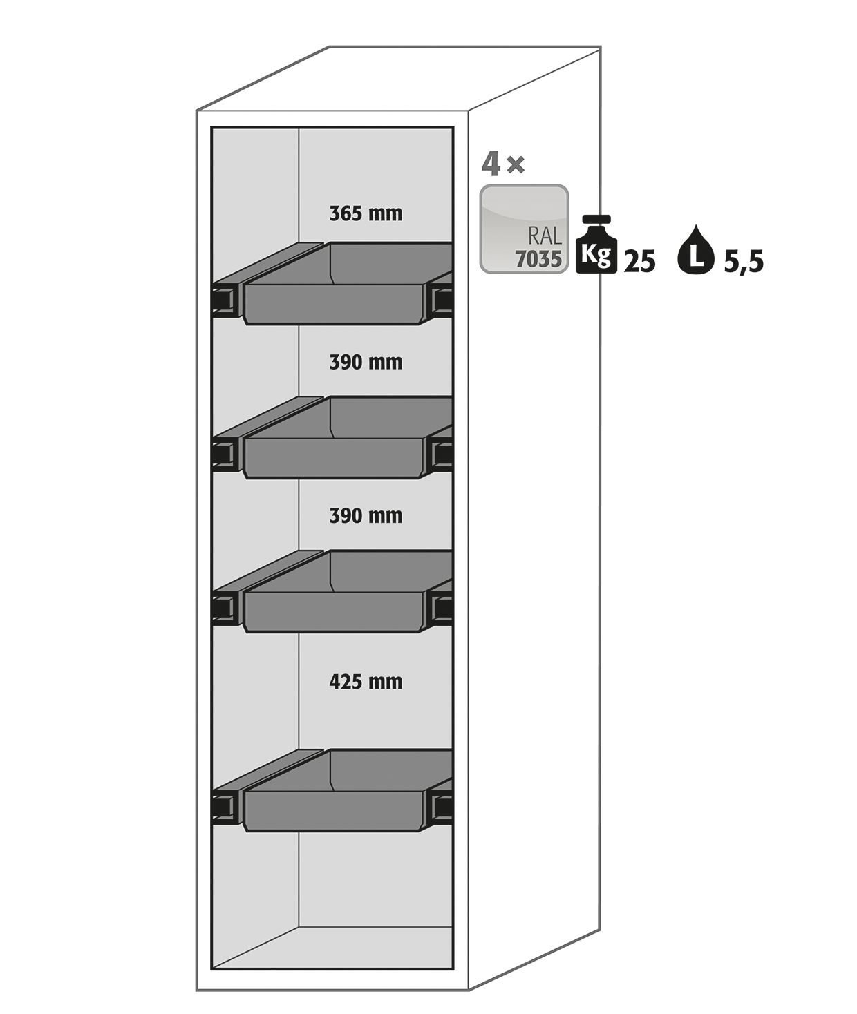Armoire de sécurité anti-feu S-PHOENIX-90 - Modèle S90.196.060.075.FDASR - Réf 30314-001-34402_1