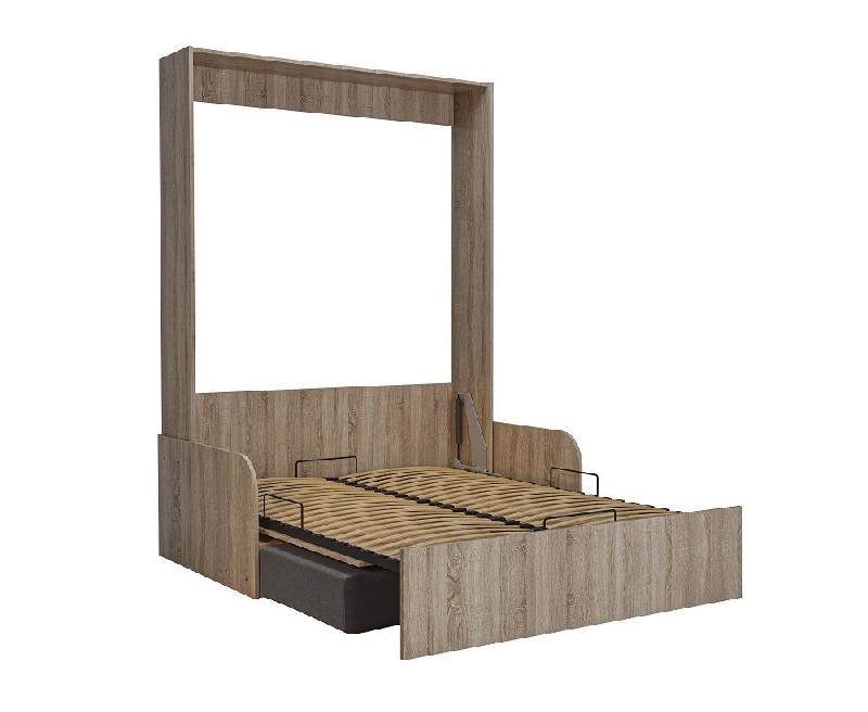 Armoire lit escamotable Dynamo Sofa avec accoudoirs en chêne - Canapé gris - Couchage 140x200 cm_1
