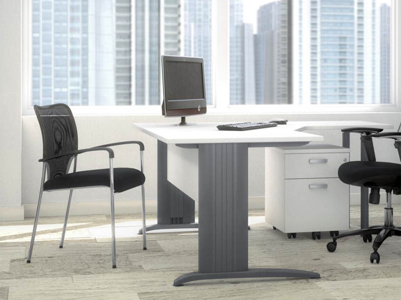 Chaise d'accueil Fady - tissu et résille - modèle empilable avec structure chromée_1