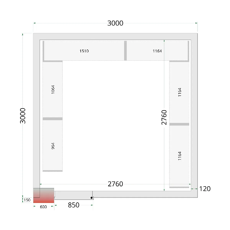 Chambre froide négative CRNF3030WD Blanc 3000 x 3000 x 2200 mm TEFCOLD_1