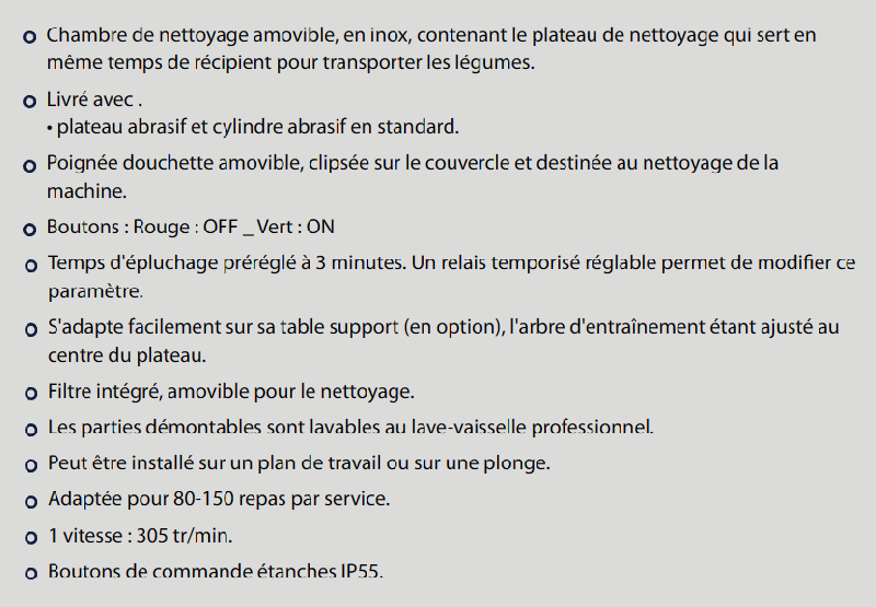 Éplucheuse professionnelle 8 kg - plateau et cylindre abrasifs - chambre amovible et panier filtre - Dito Sama DT8EFB_1