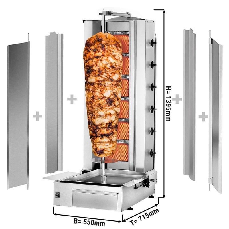 Grill Döner kebab gaz 6 brûleurs max 100 kg avec tôle de protection - moteur en bas_1