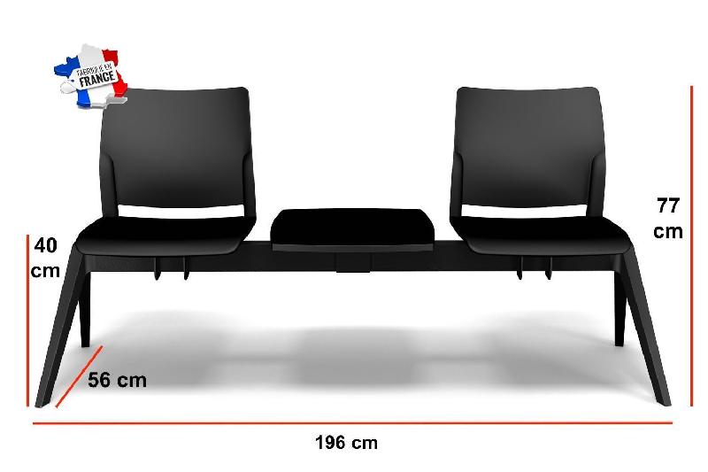 Poutre d'accueil en polypropylène Adela - Sokoa - 2 places + 1 tablette_1