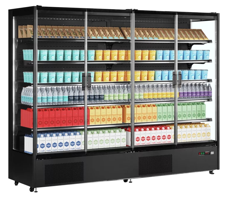 Vitrine réfrigérée murale libre-service en 4 portes avec joues vitrées_1