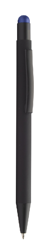 Stylo à bille en aluminium - finition caoutchoutée - stylet gravure colorée - encre bleue_1