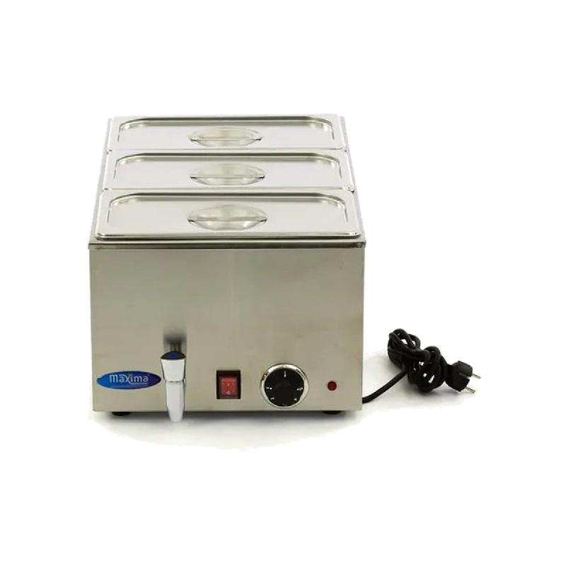 Bain-marie électrique professionnel - 3 x GN 1/3 - avec robinet de vidange - Bacs GN inclus | Maxima_1