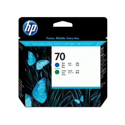 HP 70 tête d'impression DesignJet bleue et verte_1