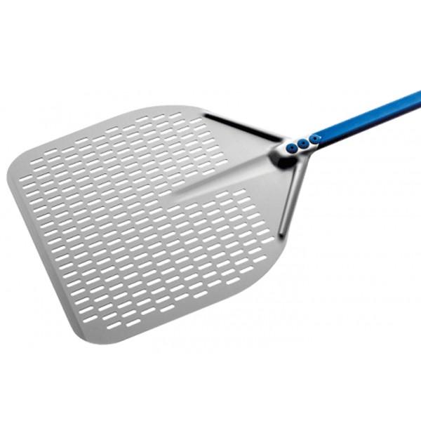 Pelle à pizza rectangulaire perforée aluminium 36x36 - Manche 120 cm - Gamme Azzurra | GI.METAL_1