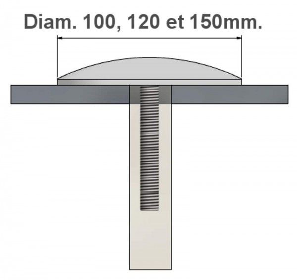 Secure - Clou de voirie - Ø 120 mm - Type URBAINE A.2 - Ref. 510.06 - Inox 304 passivé poli-brillant_1
