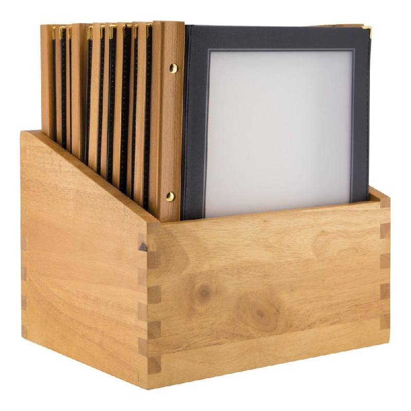Box carte menu simili cuir Wood noir  26x31x35 cm+20 cartes de 4 pages 24x31.5cm_1