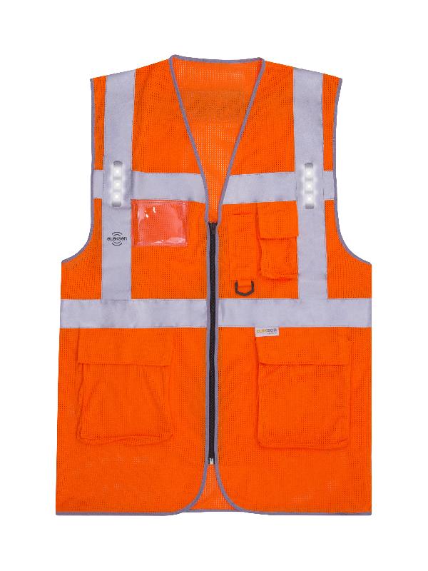 Gilet de signalisation à LED haute visibilité - Multipoche ultra respirant - T2S T2SSAFLED_1