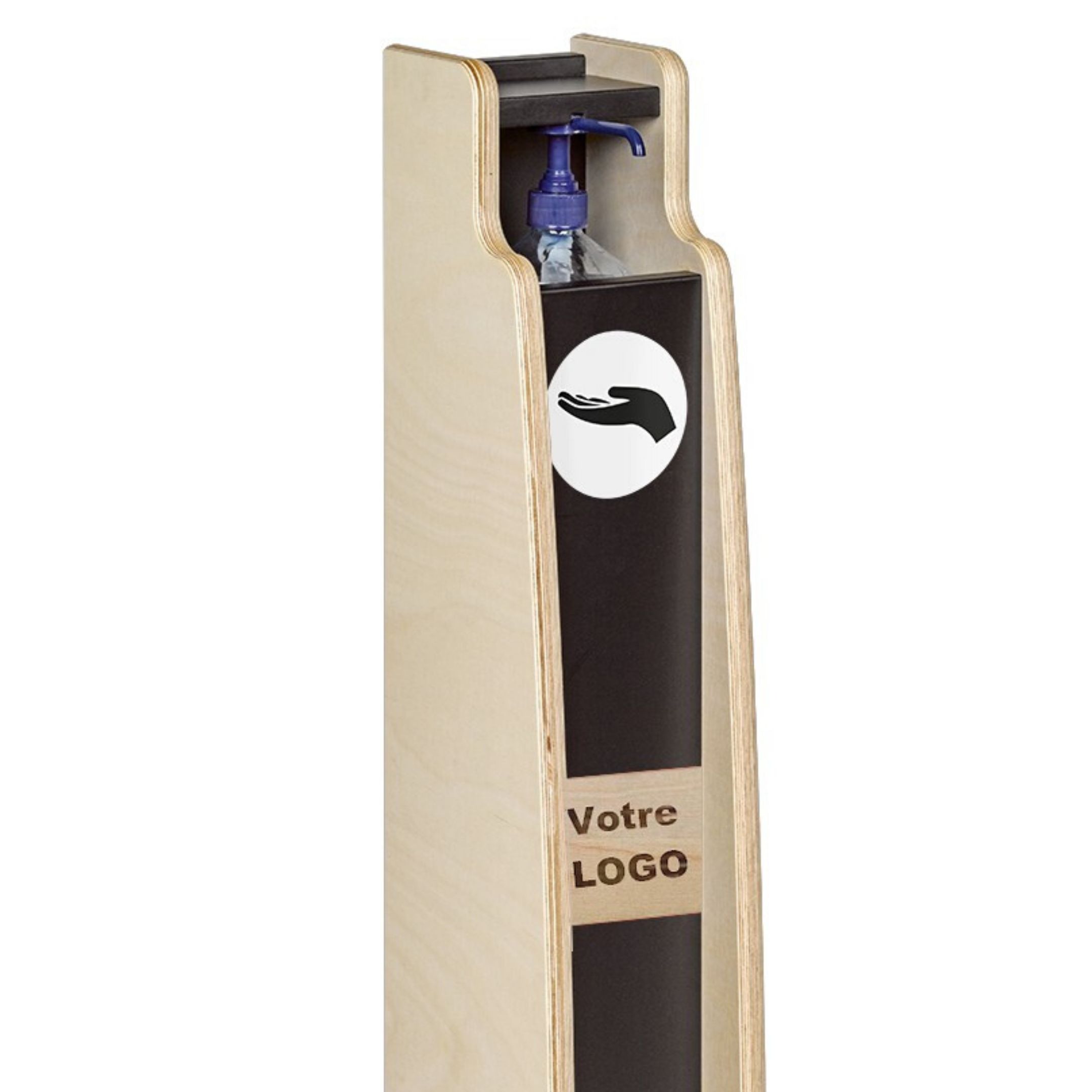 L'hydrô noire personnalisée - borne avec pédale mécanique - distributeur de gel hydroalcoolique - dimensions : H 106 cm x P 17 cm x L 12 cm - capacité 500 ml_1