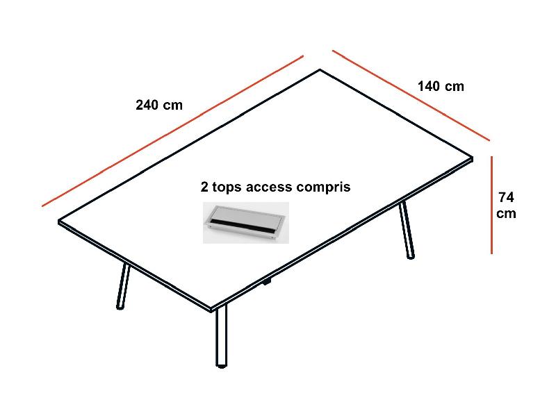 Table de réunion rectangulaire Ogi - MDD. - 240, Anthracite, Blanc_1