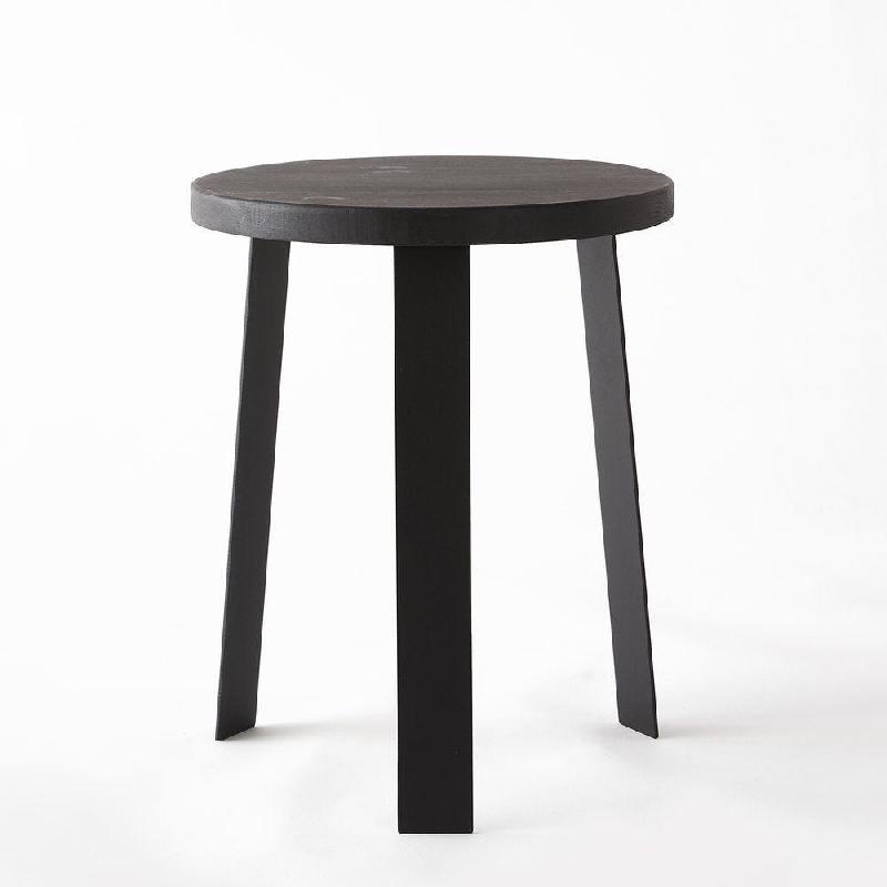 Table ronde bois noir Ø 40 x H50 cm_1