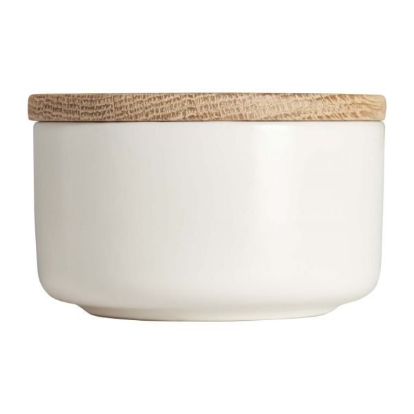 Elton bocal en céramique beige - couvercle en bois - D.6,5 cm - Réf. 912178_1