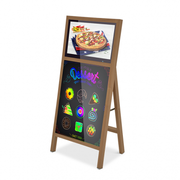 Totem publicitaire LED chevalet - B-led YGADMA04BW-M - écran 21,5'', tableau rétroéclairé et batterie 8h_1