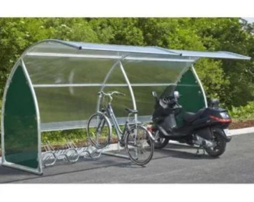 Abri Vélos/Motos Provence - Toit en polycarbonate alvéolaire 6 mm - Tube galvanisé Ø 50/2 mm - Joues latérales en tôle poudrée polyester_1