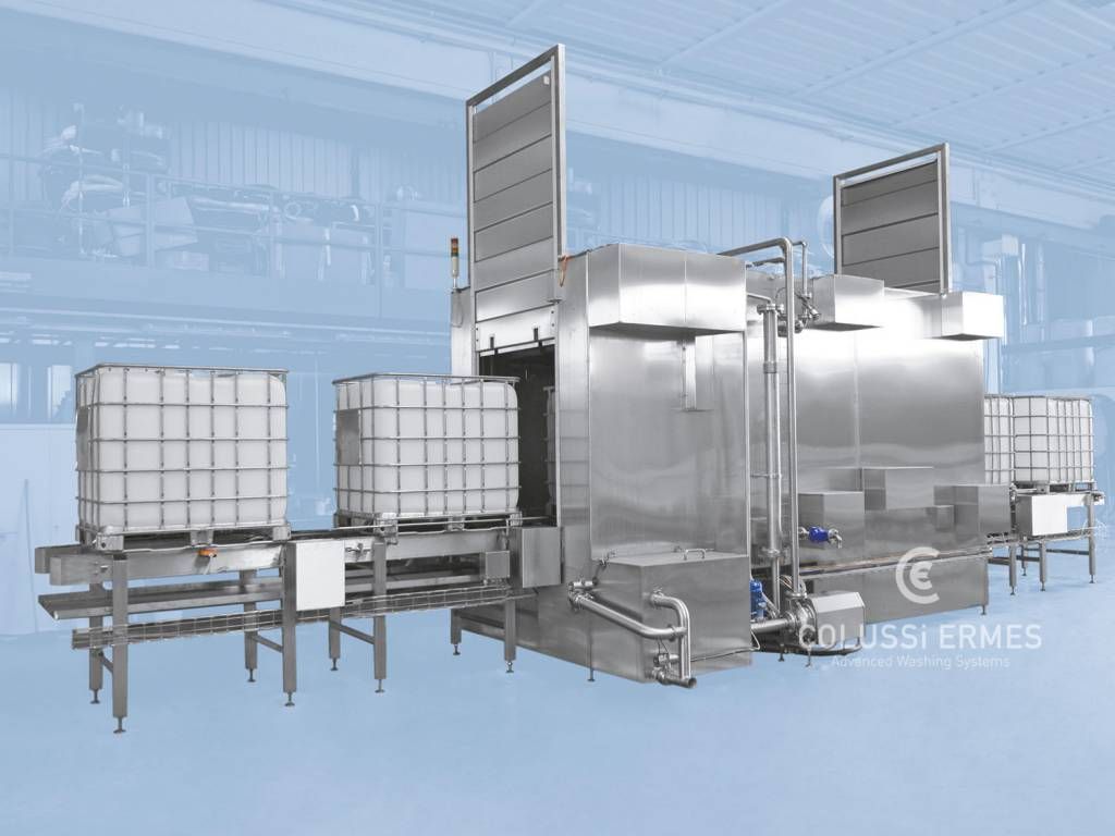 Lavage conteneurs - laveuses industrielles alimentaires - Colussi Ermes - jusqu'à 20 citernes ou 80 récipients isothermes par heure_1
