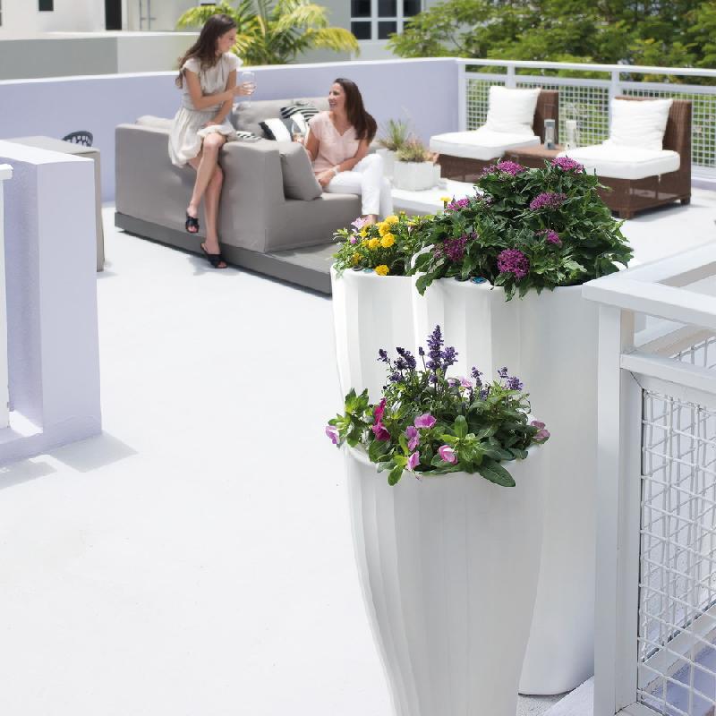 Pot rond blanc Cup - 41 cm de haut avec système Trudrop One_1