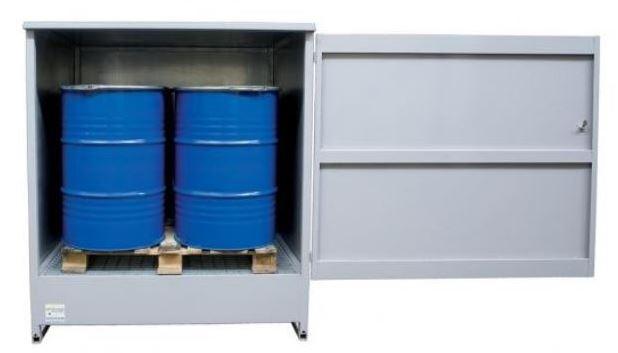 Bac de stockage 2 fûts debout - Polyéthylène 410L - Acier galvanisé 4 fûts_1