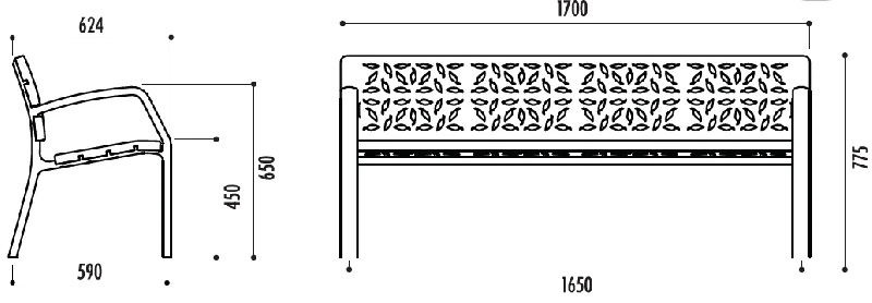 Banc urbain Laforest - fonte 170 cm_1