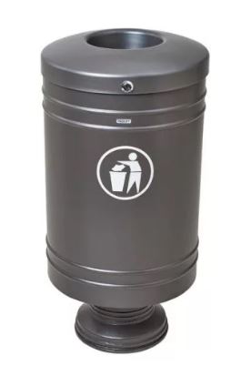 Corbeille publique Gascogne 60 L - aluminium moulé - acier électrozingué - ouverture par clé triangle_1