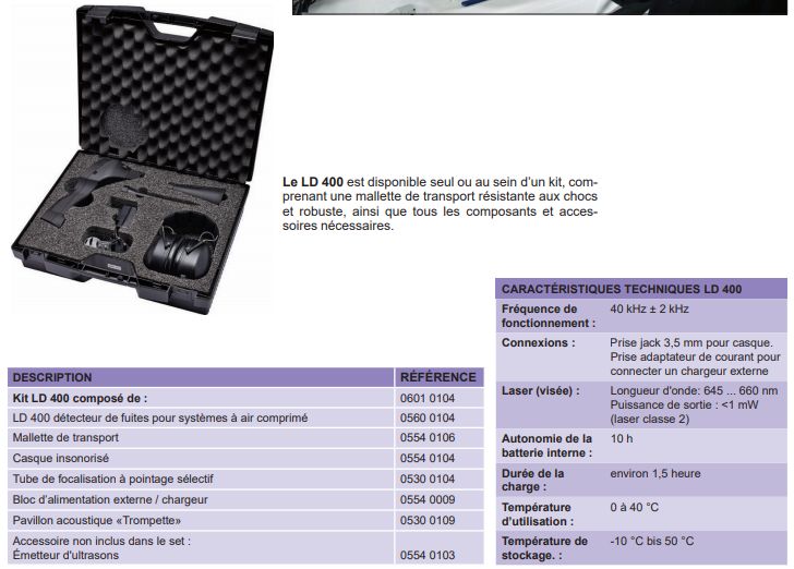 LD 400 - Détecteur de fuite d'air comprimé CS Instruments - Fréquence de fonctionnement : 40 kHz ± 2 kHz - Technologie avancée_1