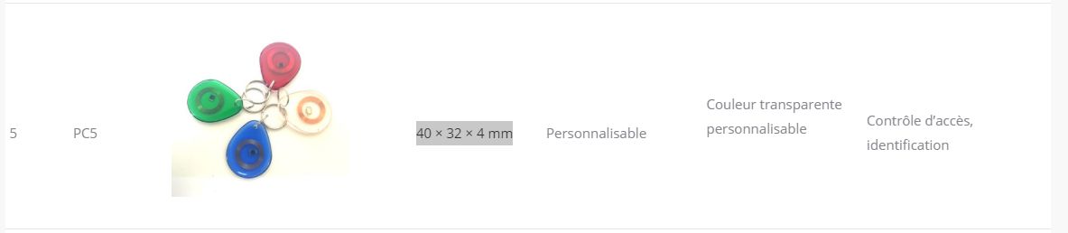 Pc5 - Porte-clés et badge RFID SparTag GmbH - Taille 40 × 32 × 4 mm - Technologie BF, HF/NFC et UHF_1